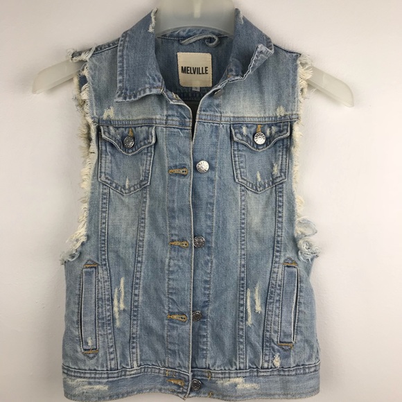 ripped denim vest